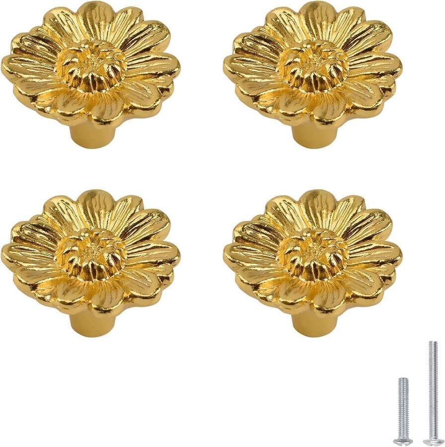Bloemvormige kastknoppen Zinklegering 4 stuks Dazzling Design