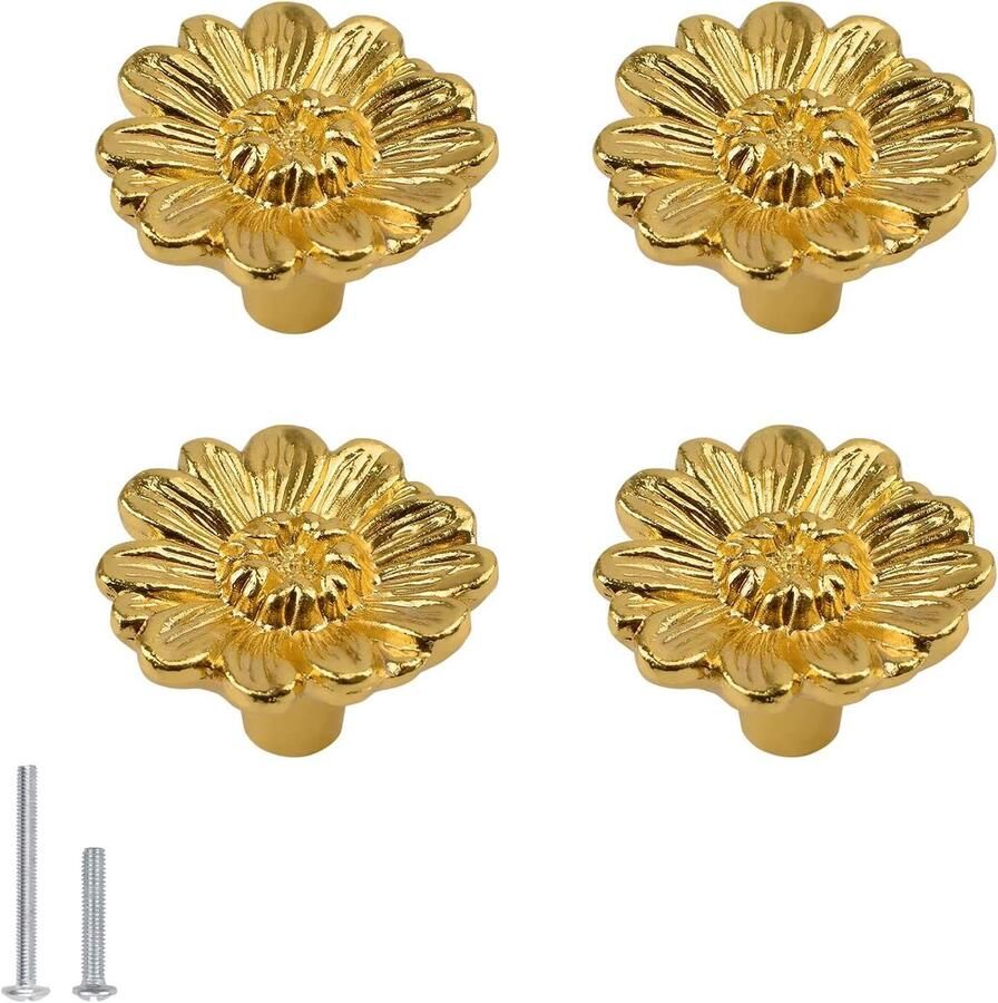 Bloemvormige kastknoppen Zinklegering 4 stuks Geschikt voor meubels