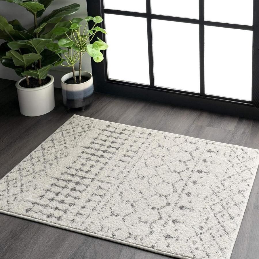 Blythe Area Tapijt 91 cm x 152 cm grijs-gebroken wit Marokkaanse stijl