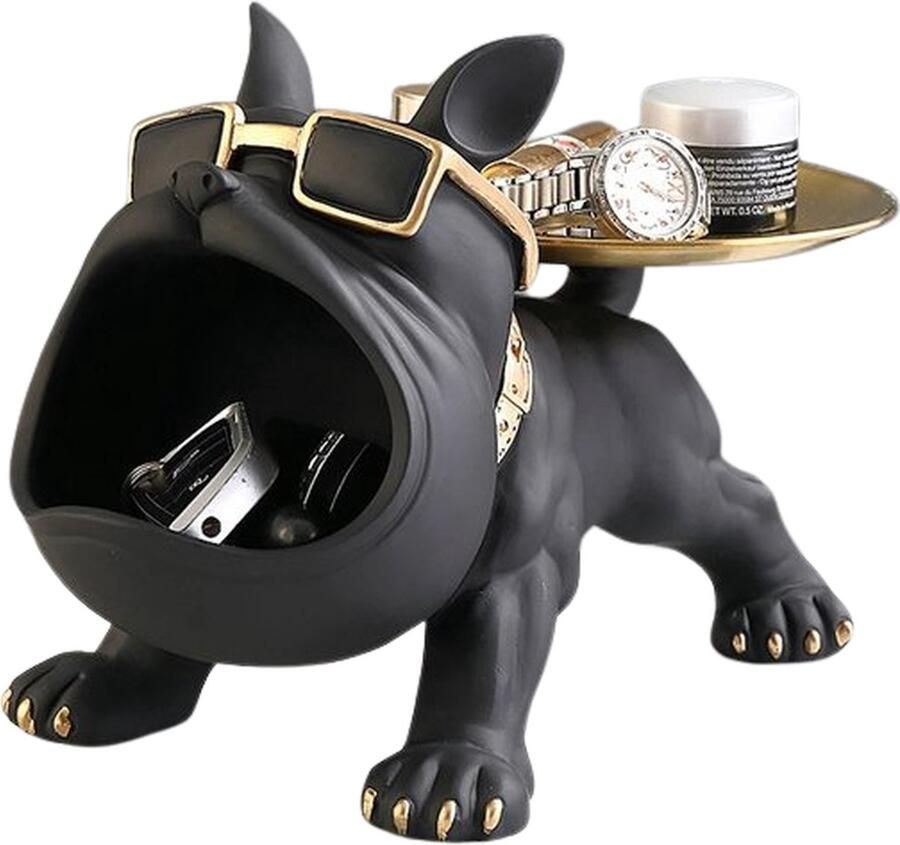Blyx Bulldog Butler Big Mouth Sleutel Organizer Sleutelhouder Key Organizer Tafel Decoratie Zwart Goud