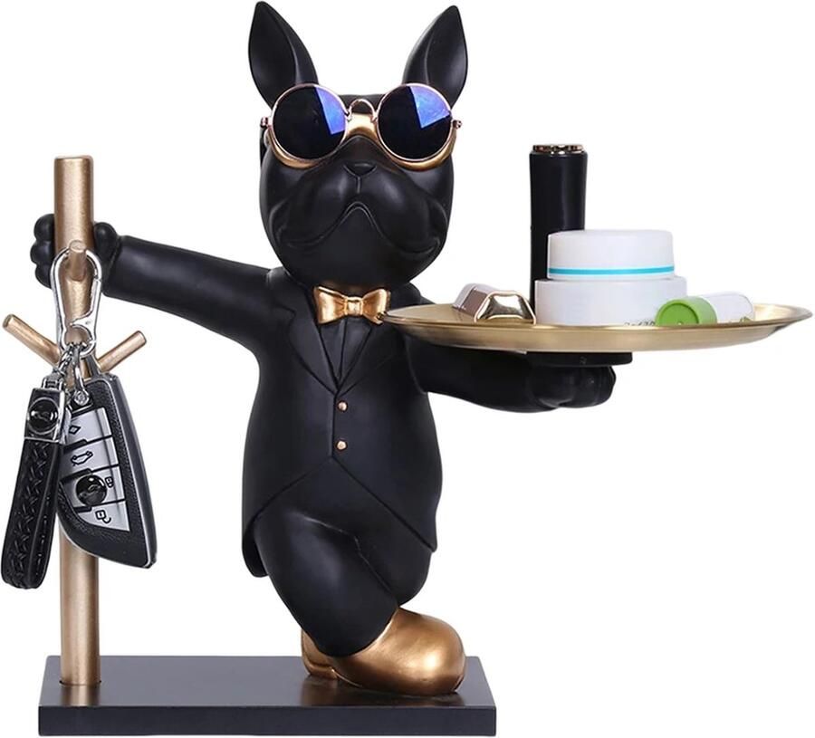 Blyx Bulldog Butler Sleutel Organizer Sleutelhouder Key Organizer Tafel Decoratie Big Standin Zwart Goud