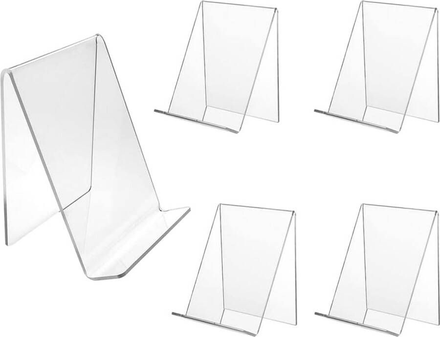 Boekdisplay standaard 5 stuks acryl boekensteunen transparant schuine borden brochurehouder transparant acryl boekenkast transparant acryl boekenkast ezel brochurestandaard voor boeken