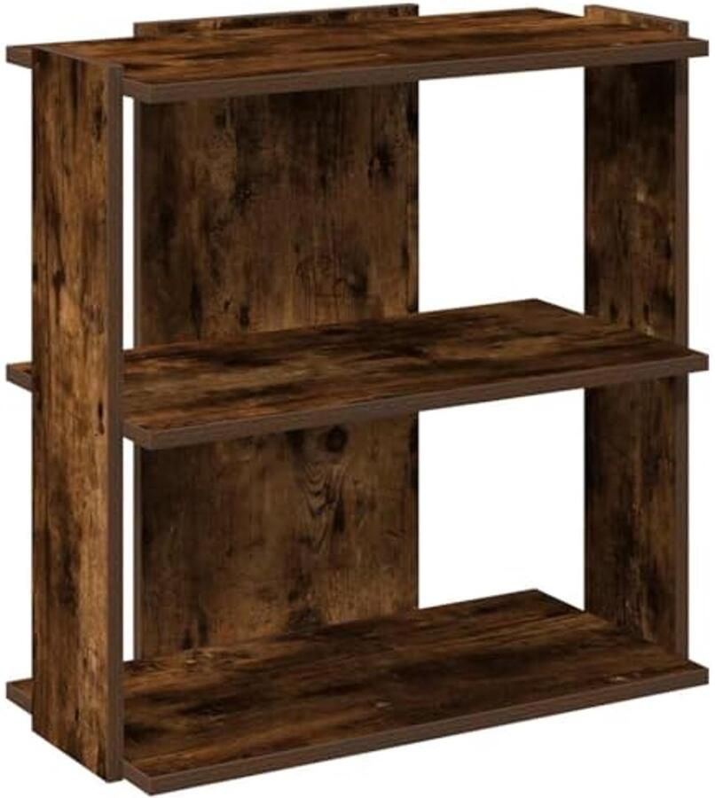 Boekenkast 3-laags 60x30x60 cm gesneden hout gerookt eiken kleur