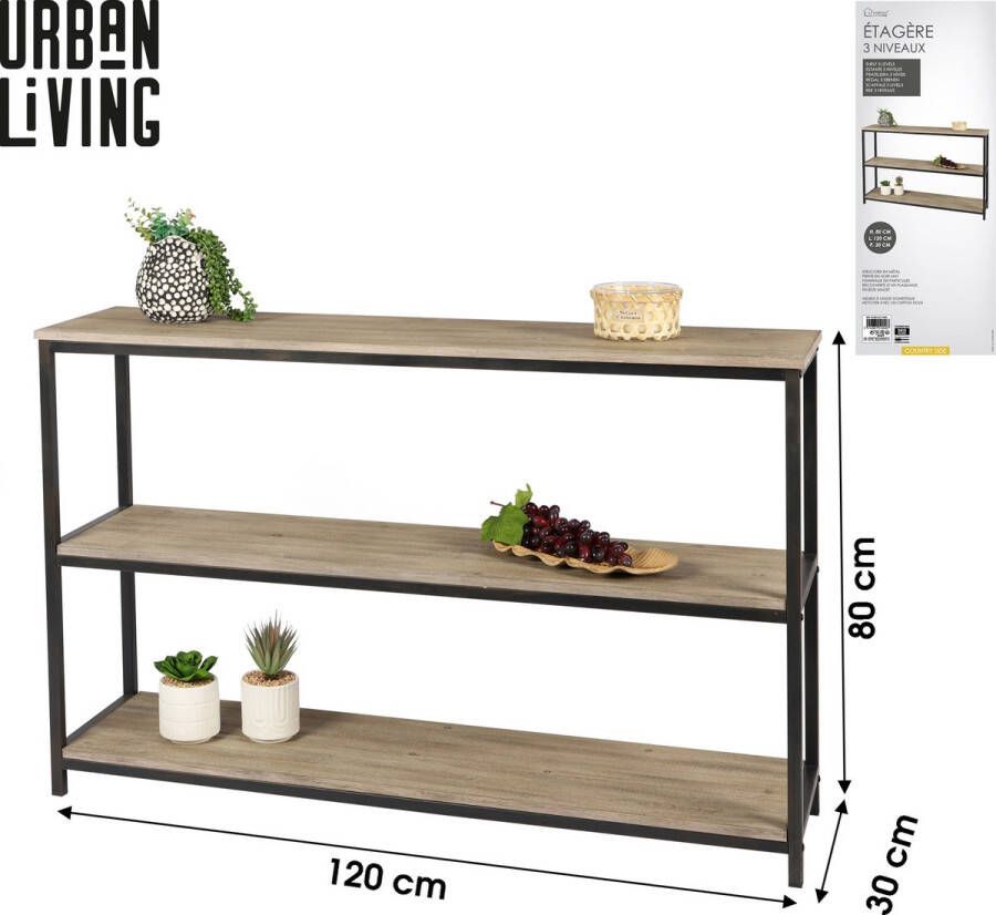 Urban Living BOEKENKAST 3 PLANKEN 120X30XH80CM