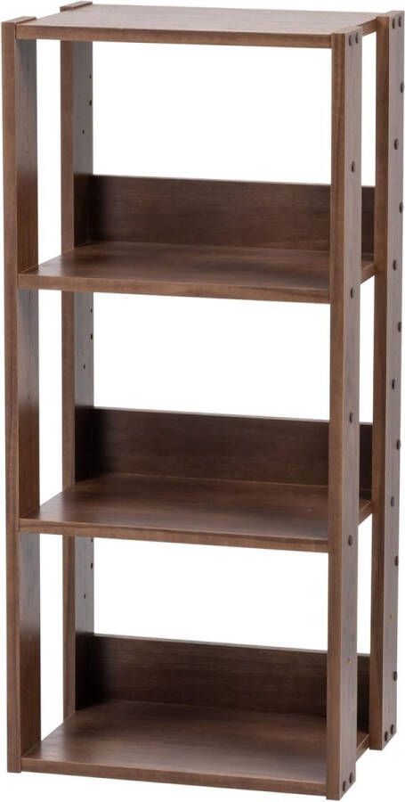 Boekenkast 3 verdiepingen 14 cm brede verstelbare planken stabiel industrieel wasruimte woonkamer hal slaapkamer kantoor Open Wood Rack OWR-400 bruin