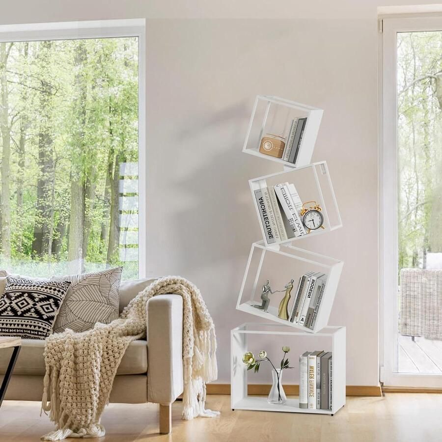 Boekenkast 4 niveaus veelzijdig en stijlvol 1 stuk wit 125 cm