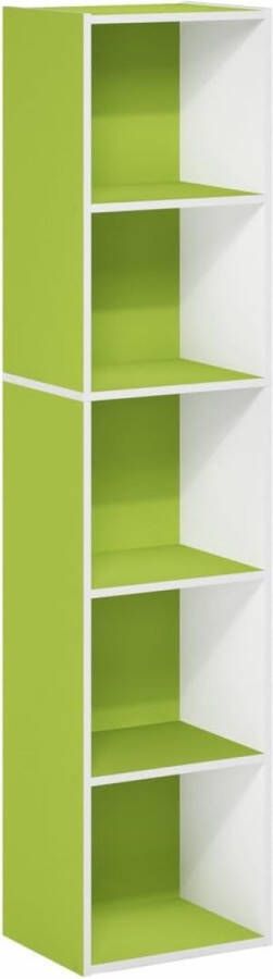 Boekenkast 5 niveaus kubus groen wit