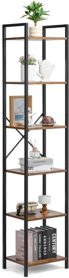 Boekenkast 6 Etages Smal Industrieel Design Veelzijdige Opbergoplossing Voor Verschillende Ruimtes