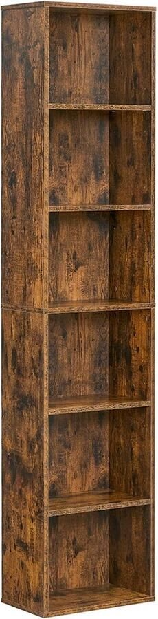 Boekenkast 6-laags plank Opbergrek Ruimtebesparend 24 x 40 x 178 5 cm Bruin