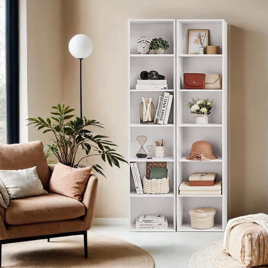 Boekenkast – 6-Laags – Scandinavische Stijl – Staande Plank – Voor Woonkamer