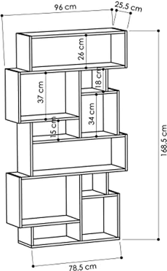 Boekenkast 6-Lades 96x26x169cm – Meerdere Kleuren – Woonkamer Meubels – Eenvoudig te Monteren – Boekopslag – Displaykast