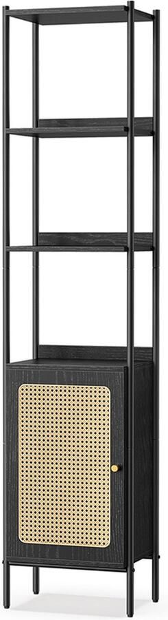 Woon Wereld Boekenkast 6 niveaus met metalen frame ebbenzwart-matzwart