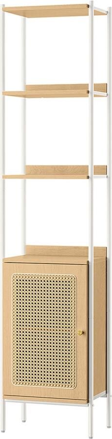 Woon Wereld Boekenkast 6 niveaus met metalen frame eiken beige-parelwit
