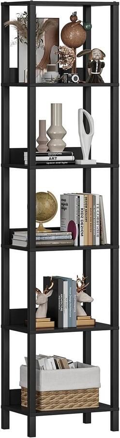 Boekenkast 6 Niveaus Modern en Decoratief Vrijstaand Zwart