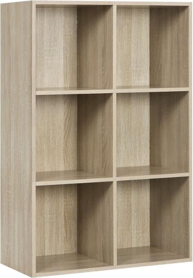 Boekenkast 6 vakken Oak 60x29.5x89cm Boekenplank Woonkamer slaapkamer en kinderkamer Hout MDF