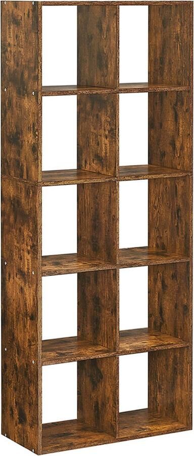 Boekenkast Boekenplank Opbergmeubel 10 Vakken Bruin Spaanplaat 30cm x 65 5cm x 161 5cm