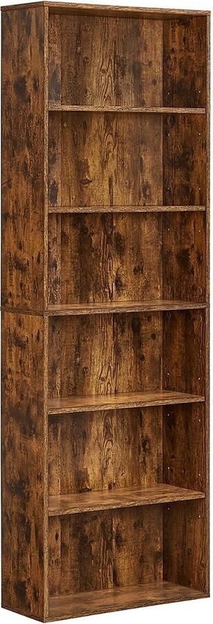 Boekenkast Boekenplank Opbergrek Bruin Design 6 Niveaus 24x60x178 5cm