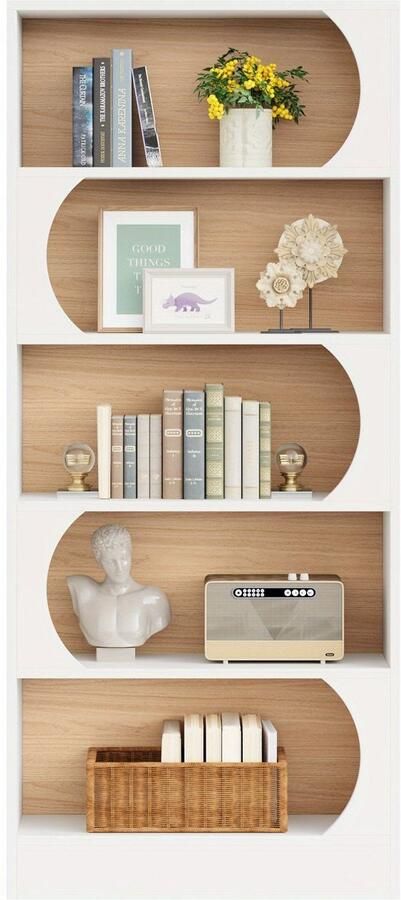 Boekenkast – Boekplank – Stapelrek – Opbergkast – Vakkenkast – Wit Walnoot – 180 cm Hoog – 6 Open Schappen