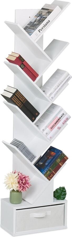 Boekenkast boomvorm 9 etages 146 x 38 x 22 cm wit