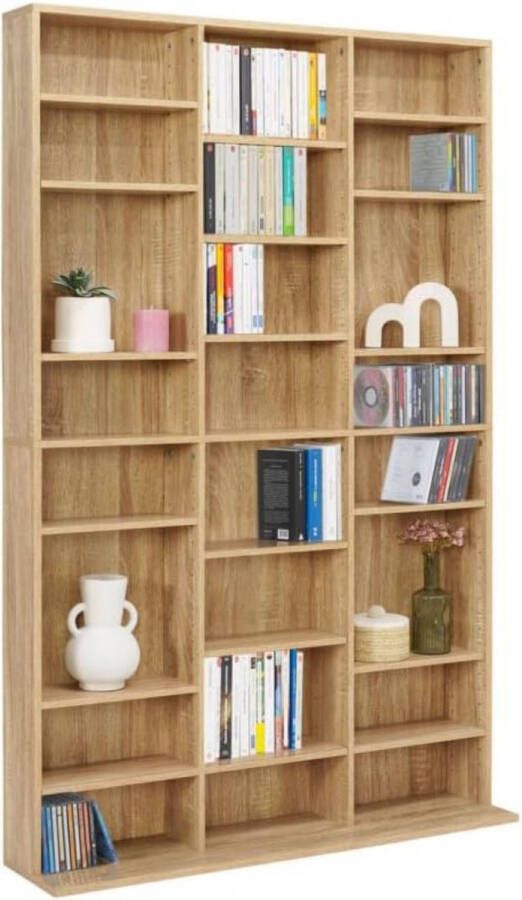 Boekenkast CD Ceylia 30 vakken met legplanken houtlook
