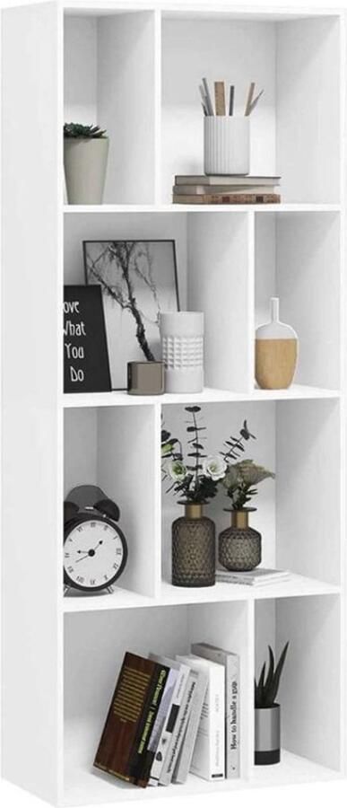 Boekenkast Daria 8 Vakken Wit Boekenkast Boekenrek Woonkamer slaapkamer en kinderkamer Hout 60 x 143 x 29 cm
