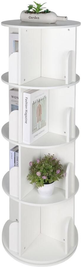 Boekenkast draaibaar 128 x 40 cm rond wit