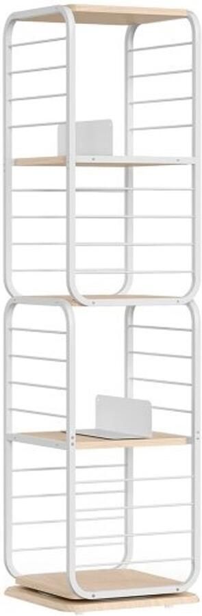 ZAZA Home Boekenkast Draaibare Hoekplank Stalen Frame Natuurlijk Beige