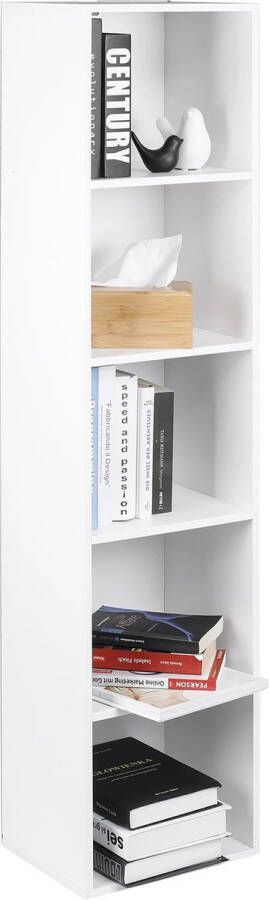 Boekenkast Feodosiy Opbergrek -5 Lagen Open Planken Kantoor Woonkamer Slaapkamer 30x24x132 cm Wit