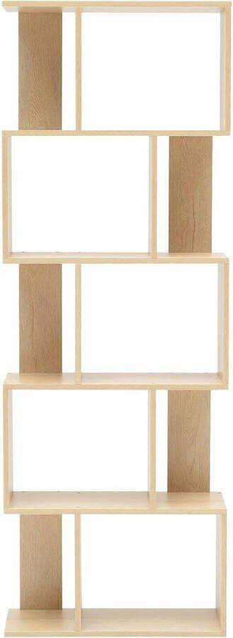 Boekenkast houten boekenkast 5 planken moderne stijl beige woonkamer thuiskantoormeubilair Afmetingen: 169 x 60 x 24 cm (HxBxD)