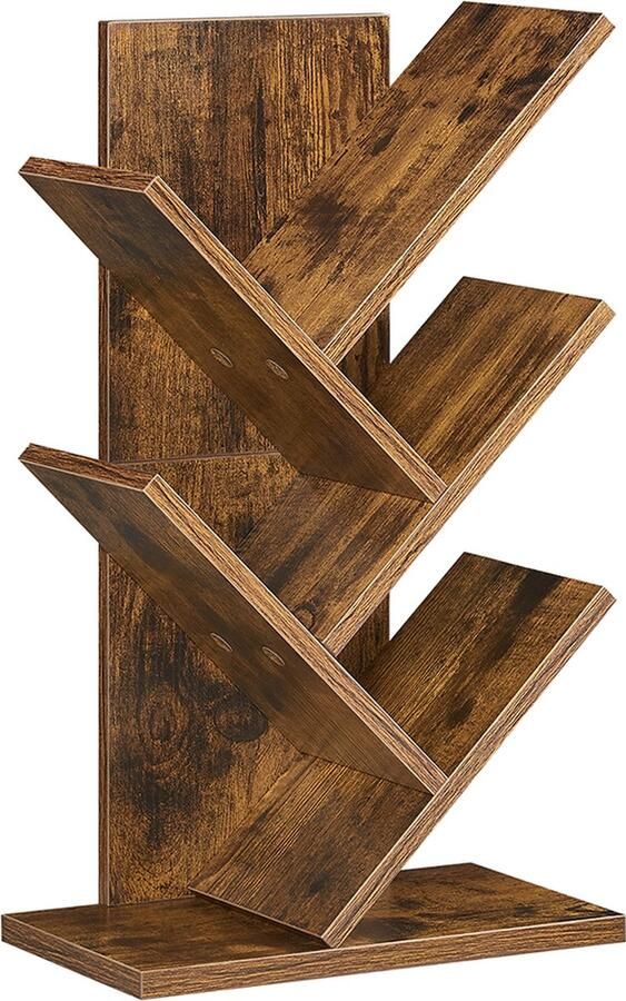 Boekenkast in boomvorm – ruimtebesparend – vintage bruin