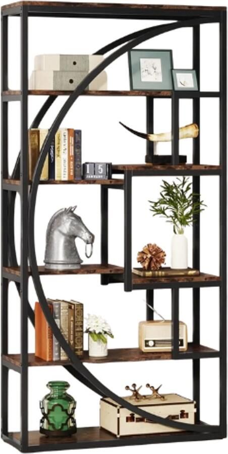 Boekenkast Industrieel Boekenrek Modern Hoogwaardige Houtlook Open kast 5 Lagen 80 × 30 × 180 cm