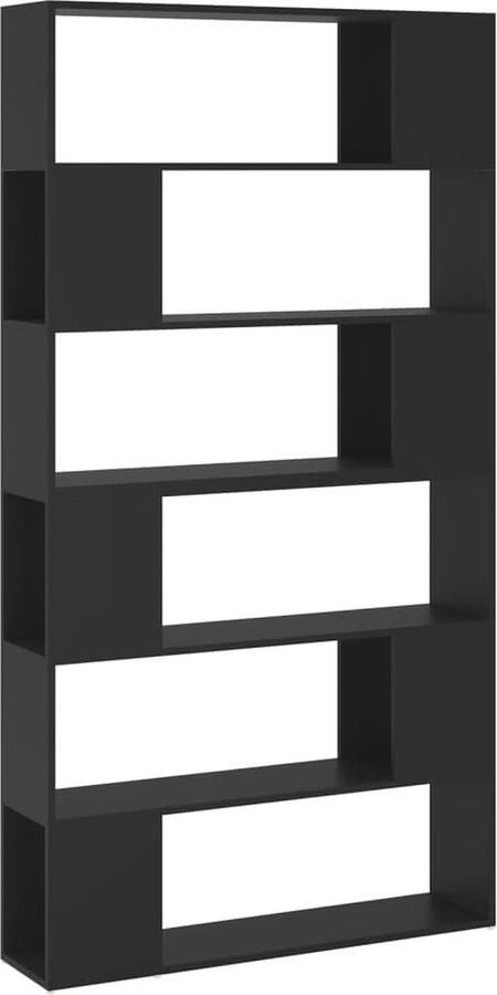 Boekenkast Kamerscherm 100x24x188 cm Zwart Houten Boekenschap Boekenrek Roomdivider