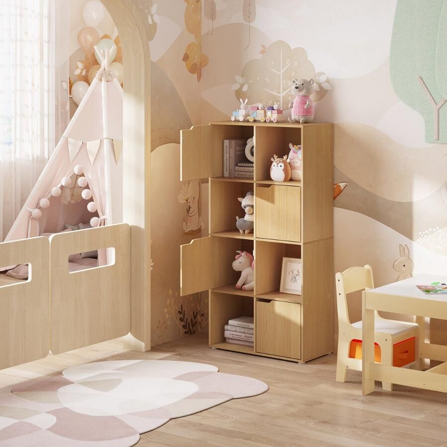 Boekenkast Kind Boekenrek 60 x 30 x 120 cm Opbergkast voor Kinderen Speelgoedkast Kinderkamer Lichte Eiken