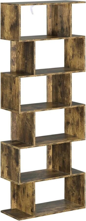 Boekenkast Kind Boekenrek – Boekenplanken 6 Laags – Boekenstandaard Kinderkamer 160x23 6x60 Cm Hout Bruin