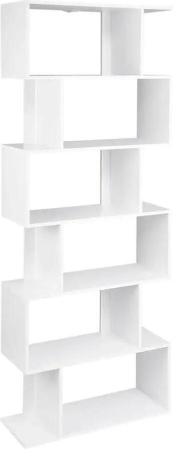 Boekenkast Kind Boekenrek – Boekenplanken 6 Laags – Boekenstandaard Kinderkamer 160x23 6x60 Cm Hout Wit