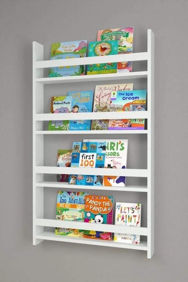 Boekenkast Kind Boekenrek Kind Boekenrek Kinderkamer Kinderboekenkast Montessori Boekenkast Met 4 Planken 120x74 cm MDF Wit