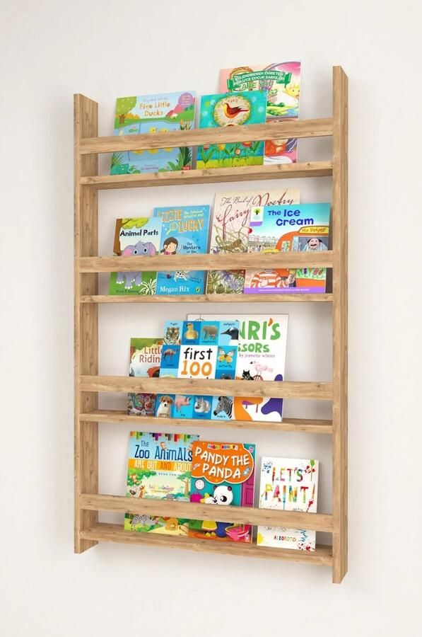 Boekenkast Kind Boekenrek Kind Boekenrek Kinderkamer Kinderboekenkast Montessori Boekenkast Met 4 Planken 120x74 cm MDF Pijnboom