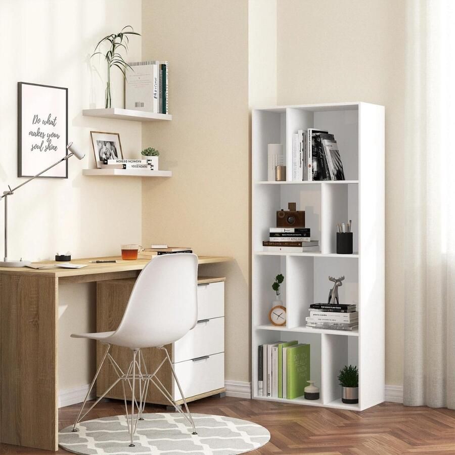 Boekenkast Kind Boekenrek Opbergkast voor Kinderen Speelgoedkast Kinderkamer 60 x 30 x 120 cm Wit