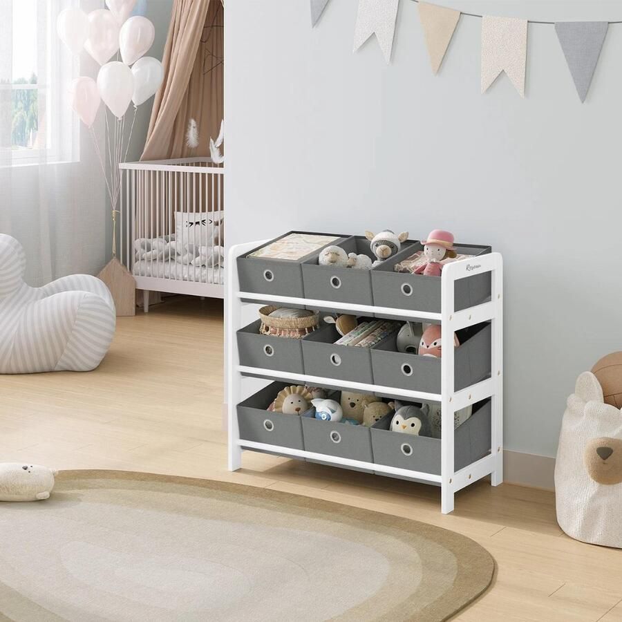 Boekenkast Kind Boekenrek – Speelgoedkast Boekenplanken – Boekenstandaard Opbergkast Kinderen 63x58x30 cm Hout