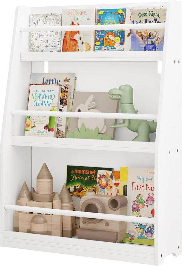 Boekenkast Kind Boekenrek – Speelgoedkast Boekenplanken – Boekenstandaard Opbergkast Kinderen Kinderkamer Speelgoed 58x18x81 Cm Hout
