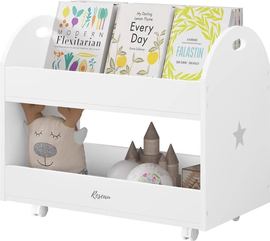 Boekenkast Kind Boekenrek – Speelgoedkast Boekenplanken – Boekenstandaard Opbergkast Kinderen Speelgoed 49x44x30 Cm Hout