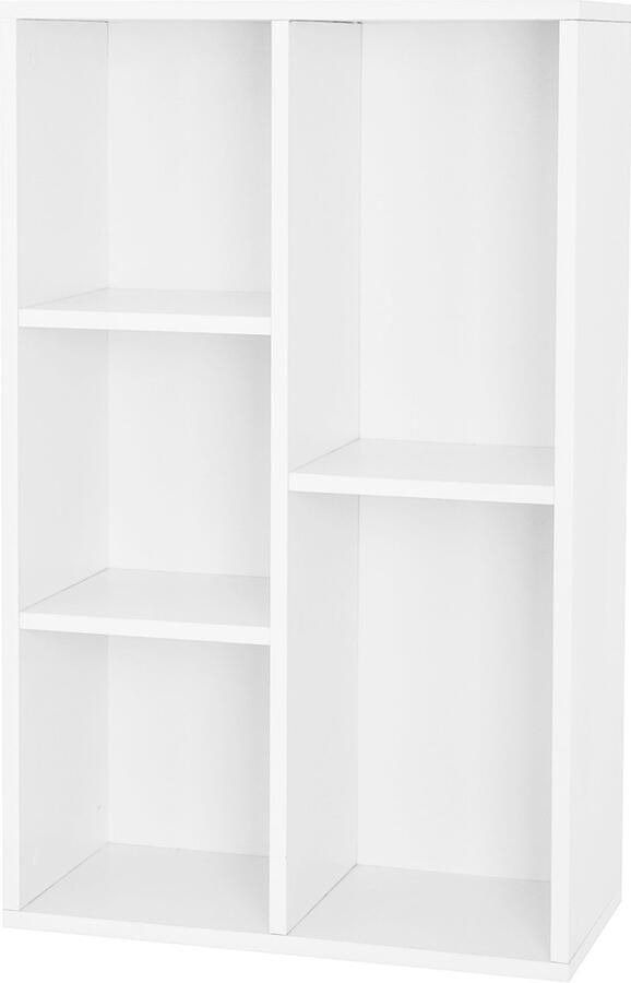 Boekenkast kinderboekenrek vrijstaand houten rek met 5 vakken 50×24×80 cm modern minimalistisch design geschikt voor woonkamer slaapkamer studeerkamer of kantoor wit
