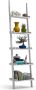 LUXGOODS boekenkast Ladder plank 5 laags muur-Leunende boekenplank Ladder boekenkast eenvoudige moderne houten opslag weergeven plank voor thuis woonkamer keuken en kantoor Multifunctionele Plant Bloem Standplank (Wit) - Thumbnail 1