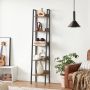 Songmics VASAGLE boekenkast ladder plank met 5 planken open vloer plank smal voor woonkamer slaapkamer keuken kantoor metalen frame industrieel ontwerp vintage bruin-zwart LLS109B01 - Thumbnail 2