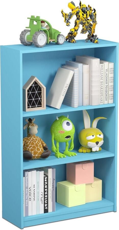 Boekenkast Lichtblauw Hout Eenvoudig en Functioneel Ontwerp