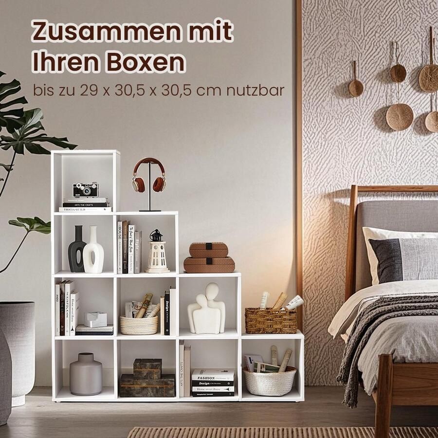 Boekenkast met 10 vakken open plank opstapplank