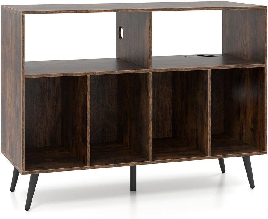 Boekenkast met 12 Niveaus – Boomvormige Organizer met Houten Planken en Anti-kantelbeveiliging Natuurlijk