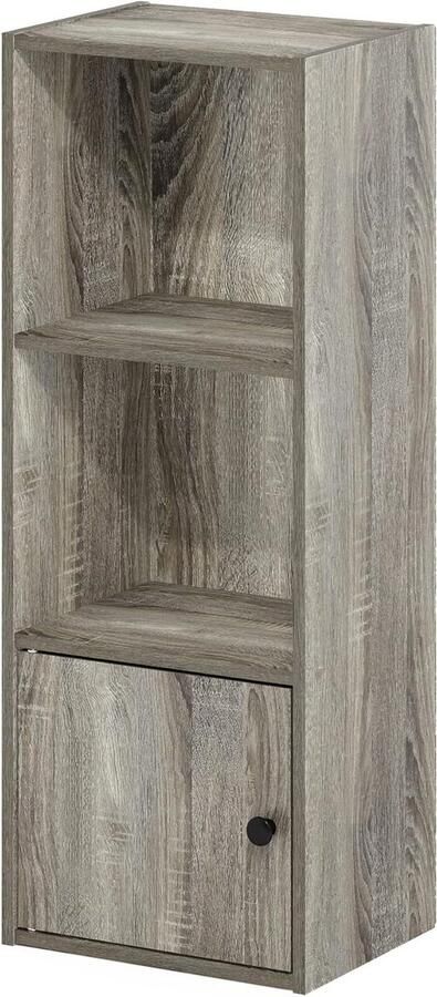 Boekenkast met 3 niveaus en 1 deur Opbergkast Frans eiken Luder