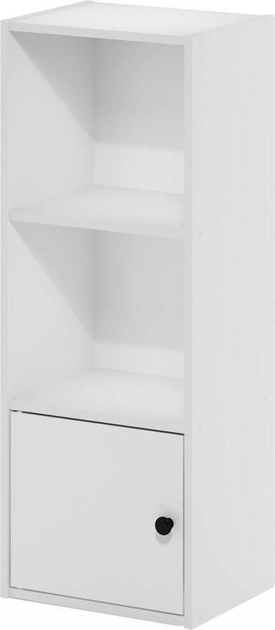 Boekenkast met 3 niveaus en 1 deur Wit Opbergkast voor de Luder Collectie