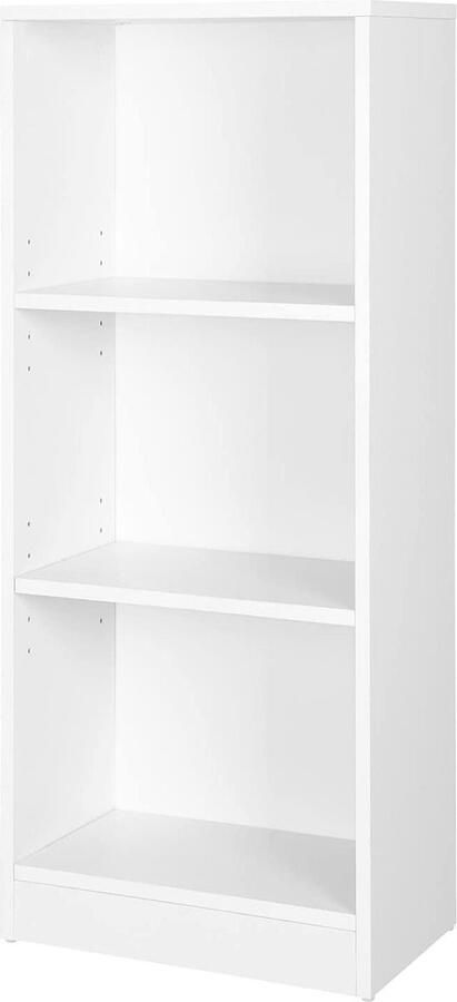 Boekenkast met 3 vakken verstelbare planken wit rek archiefrek voor woonkamer kinderkamer en thuiskantoor 40 x 93 x 24 cm LBC103WGroot